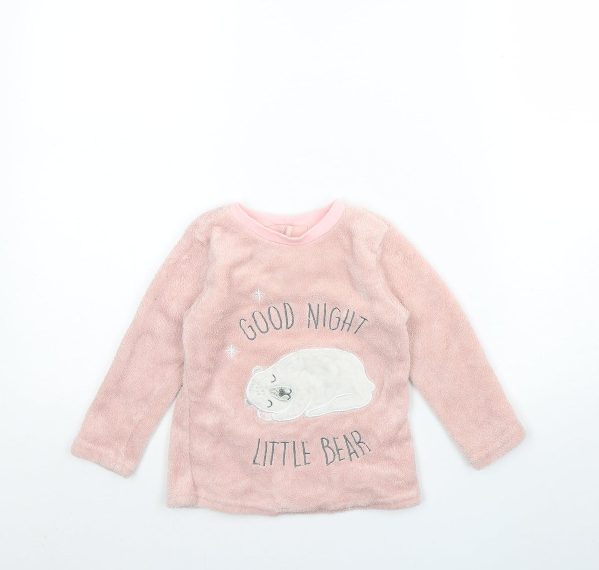Additional front view of Dream big girls’ pink solid polyester cami pyjama top, size 2, years