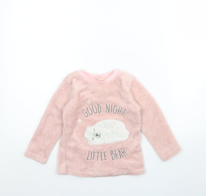 Additional front view of Dream big girls’ pink solid polyester cami pyjama top, size 2, years