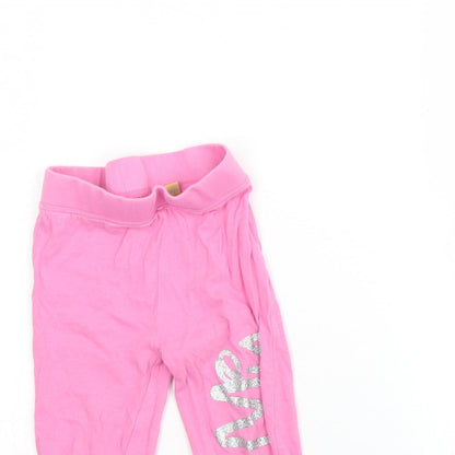Preworn Girls Pink  Cotton Capri Trousers Size 2 Years  Regular
