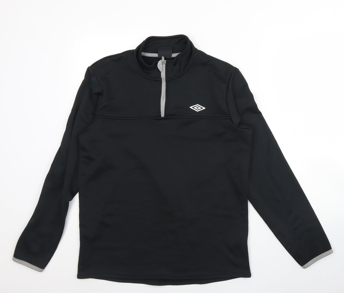 Umbro Mens Black High Neck  Polyester Henley Jumper Size M