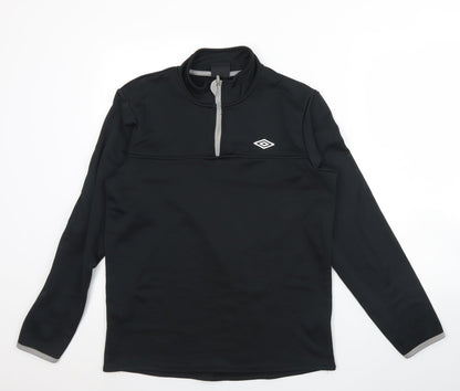 Umbro Mens Black High Neck  Polyester Henley Jumper Size M
