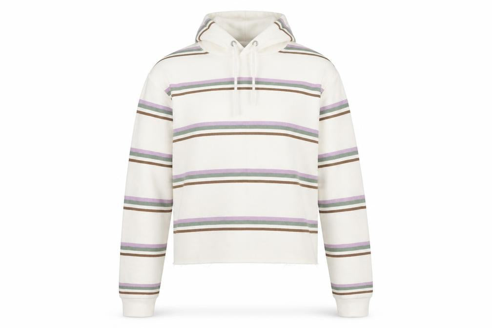 Front view of Primark women’s white striped cotton pullover hoodie size 2xs
