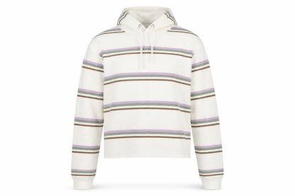 Front view of Primark women’s white striped cotton pullover hoodie size 2xs