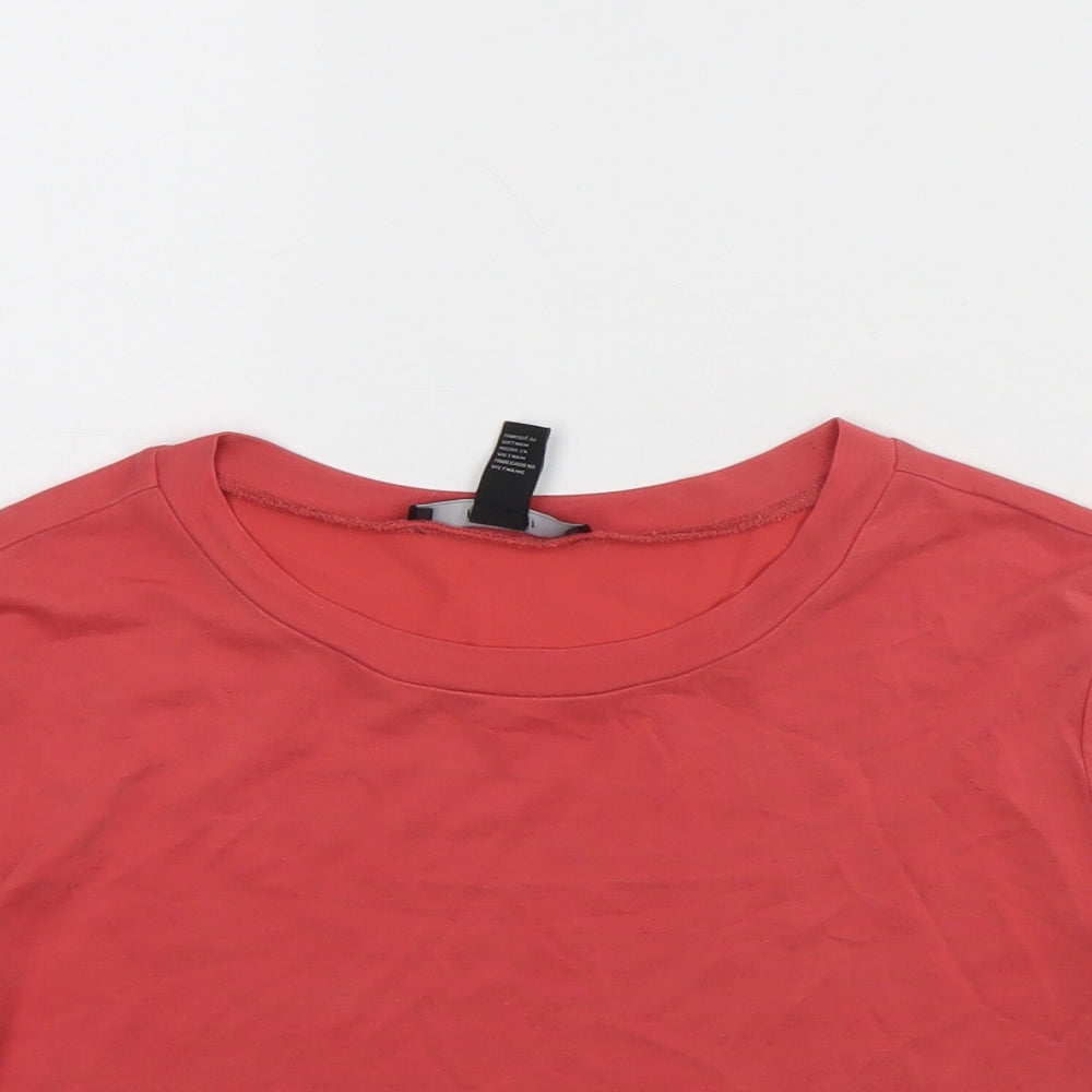 FOREVER 21 Womens Pink  Polyester Cropped T-Shirt Size S Round Neck