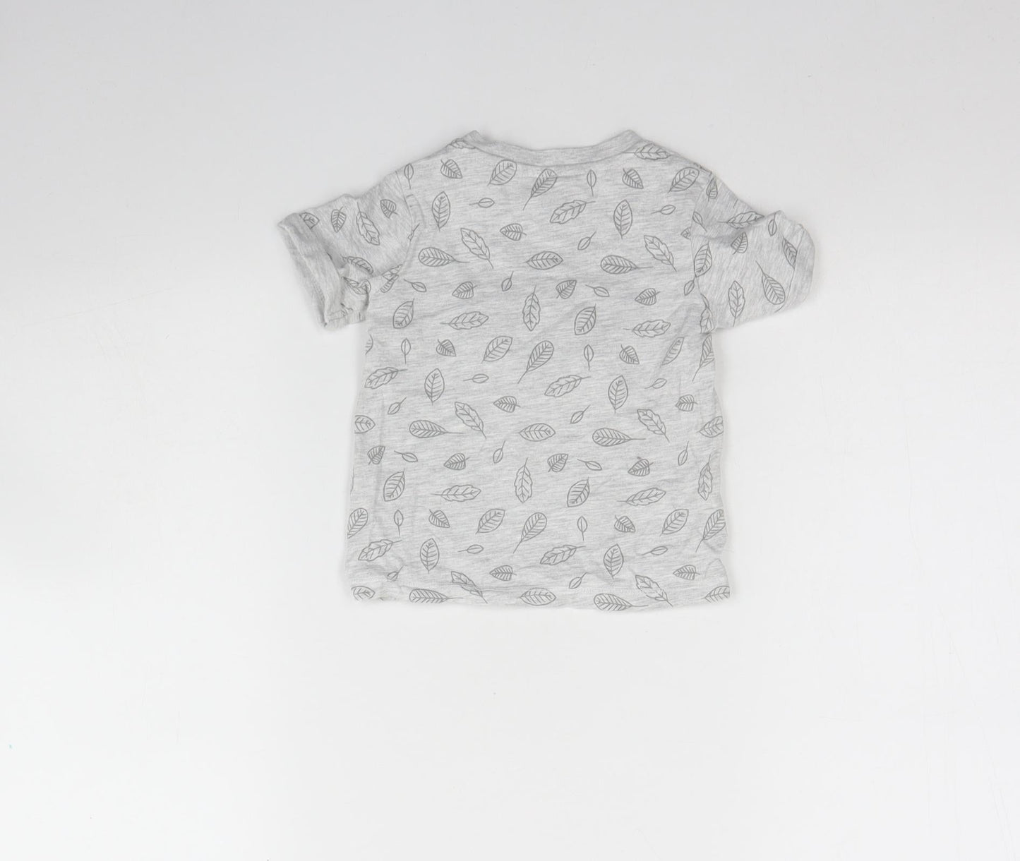 TU Baby Grey Spotted Cotton Basic T-Shirt Size 9-12 Months Round Neck