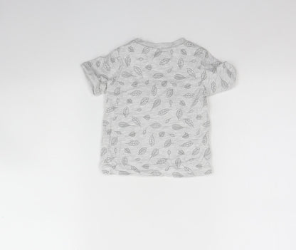TU Baby Grey Spotted Cotton Basic T-Shirt Size 9-12 Months Round Neck