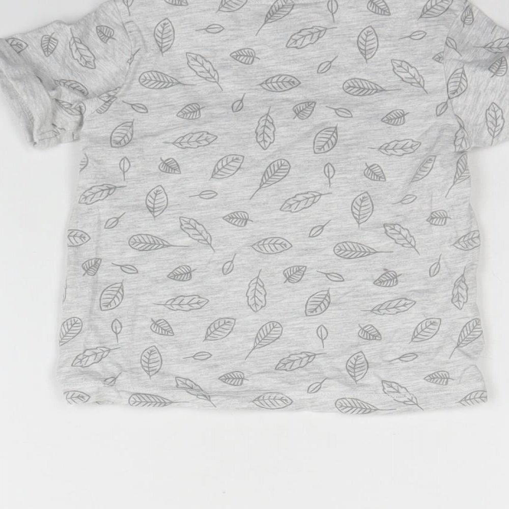 TU Baby Grey Spotted Cotton Basic T-Shirt Size 9-12 Months Round Neck