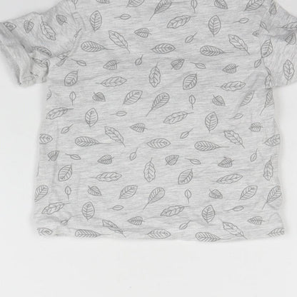 TU Baby Grey Spotted Cotton Basic T-Shirt Size 9-12 Months Round Neck