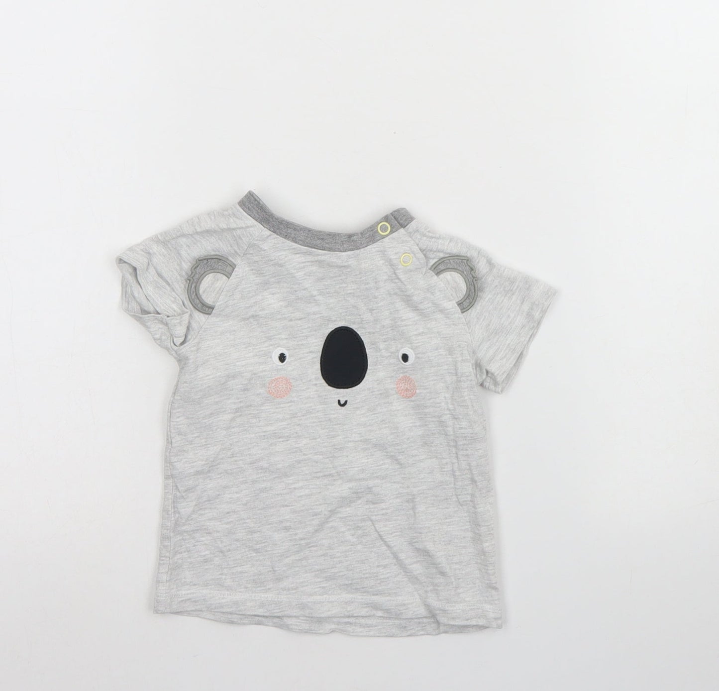 TU Baby Grey  Cotton Basic T-Shirt Size 9-12 Months Round Neck  - Koala Bear