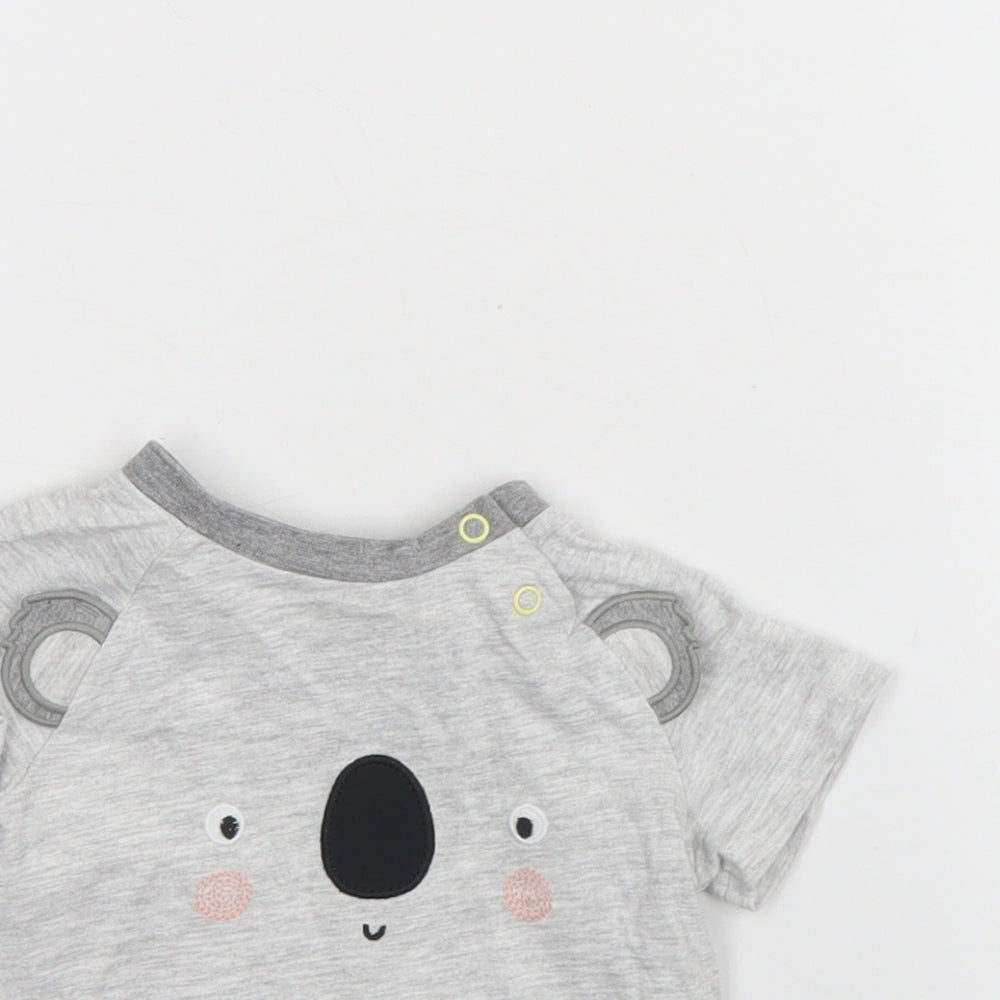 TU Baby Grey  Cotton Basic T-Shirt Size 9-12 Months Round Neck  - Koala Bear