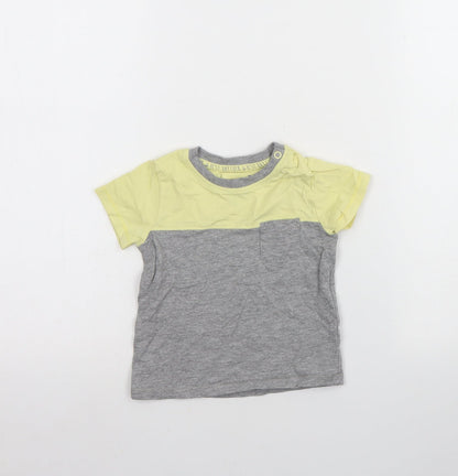TU Baby Grey  Cotton Basic T-Shirt Size 9-12 Months Round Neck
