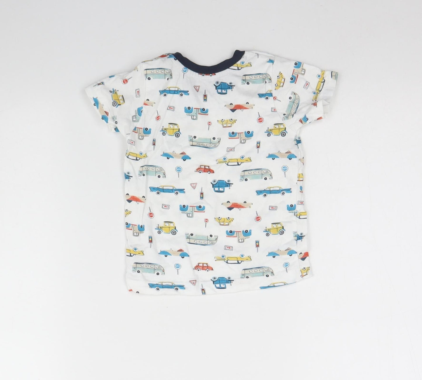 Nutmeg Baby White Spotted Cotton Basic T-Shirt Size 9-12 Months Round Neck