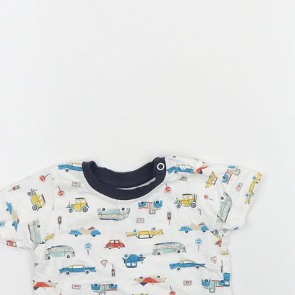 Nutmeg Baby White Spotted Cotton Basic T-Shirt Size 9-12 Months Round Neck