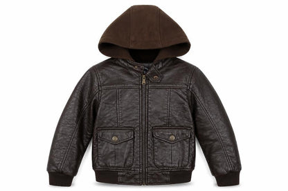 Front view of Urban Republic girls’ brown jacket coat, size 7, years zip