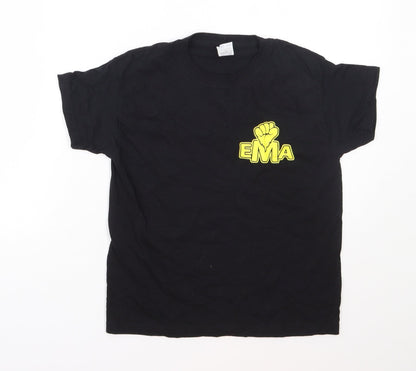 Fruit of the Loom Girls Black  Cotton Basic T-Shirt Size 7-8 Years Round Neck