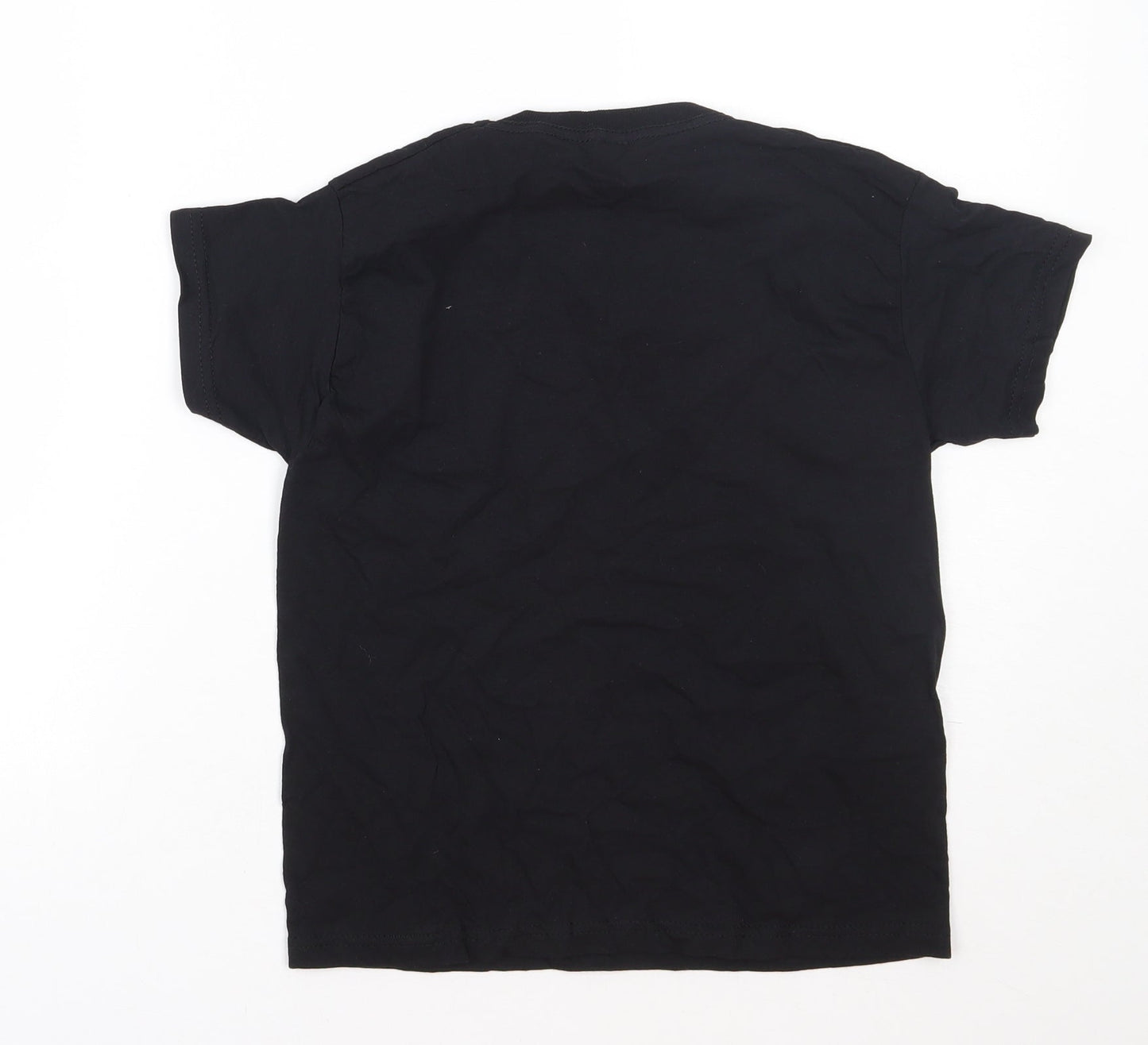 Fruit of the Loom Girls Black  Cotton Basic T-Shirt Size 7-8 Years Round Neck