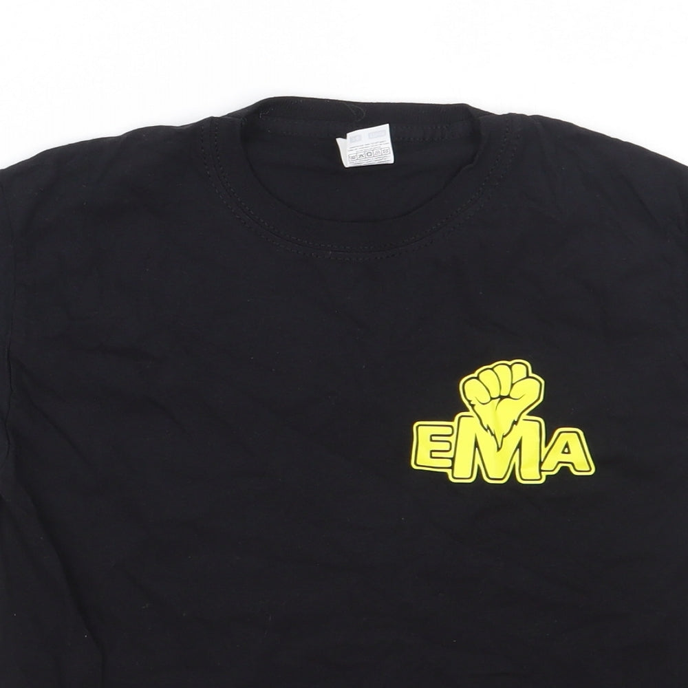 Fruit of the Loom Girls Black  Cotton Basic T-Shirt Size 7-8 Years Round Neck