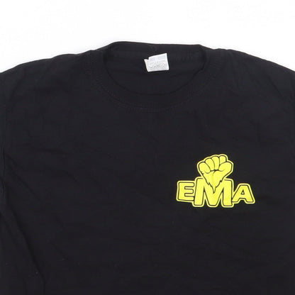 Fruit of the Loom Girls Black  Cotton Basic T-Shirt Size 7-8 Years Round Neck