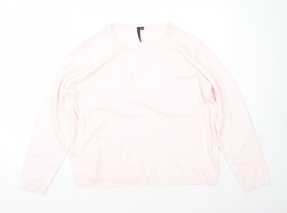 Additional front view of Intuition Essentials women’s pink round neck acrylic jumper, size UK 20