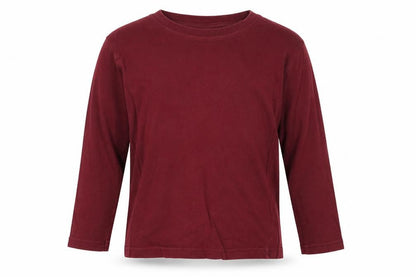 Front view of URBAN RASCALS boys’ red cotton basic t-shirt, size 5, years round neck