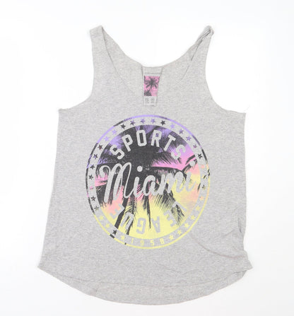 Primark Womens Grey  Polyester Basic Tank Size 12 Round Neck