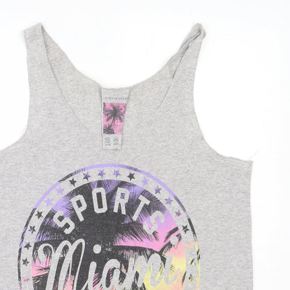 Primark Womens Grey  Polyester Basic Tank Size 12 Round Neck