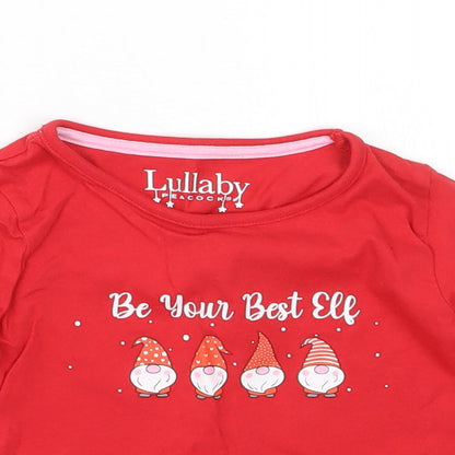 Lullaby Girls Red  Cotton Cami Pyjama Top Size 12-18 Months   - christmas