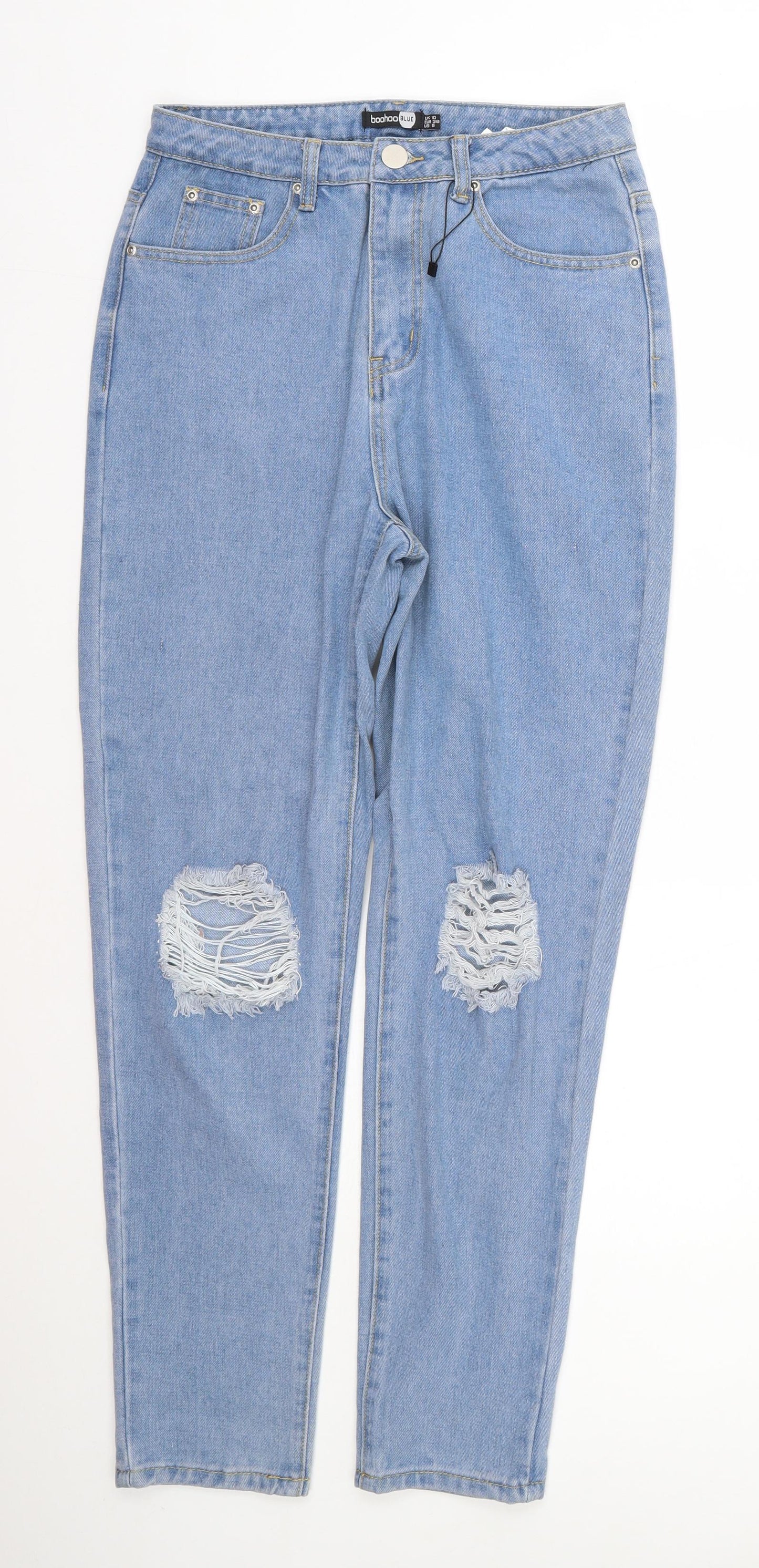 Boohoo Womens Blue  Cotton Skinny Jeans Size 10 L26 in Regular