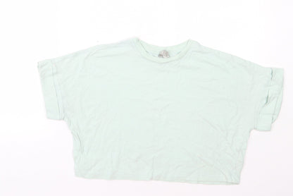 ASOS Womens Green  Cotton Basic T-Shirt Size 6 Round Neck