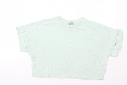 ASOS Womens Green  Cotton Basic T-Shirt Size 6 Round Neck