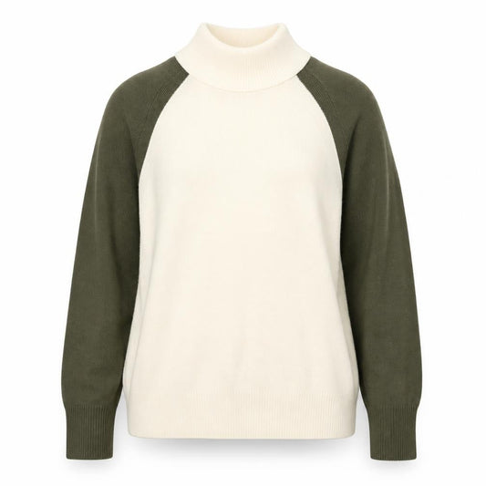 Front view of Marks & Spencer women’s beige round neck acrylic jumper, size L