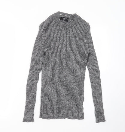 Cedar Wood State Mens Grey Round Neck Striped Cotton Pullover Jumper Size S