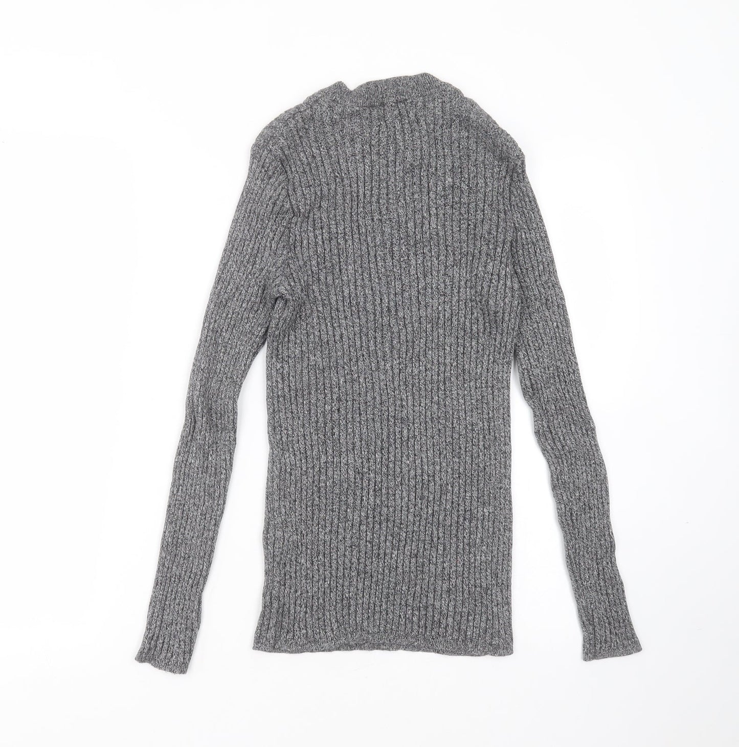 Cedar Wood State Mens Grey Round Neck Striped Cotton Pullover Jumper Size S