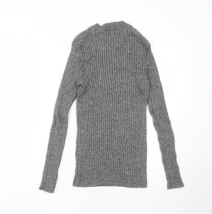 Cedar Wood State Mens Grey Round Neck Striped Cotton Pullover Jumper Size S