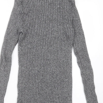 Cedar Wood State Mens Grey Round Neck Striped Cotton Pullover Jumper Size S