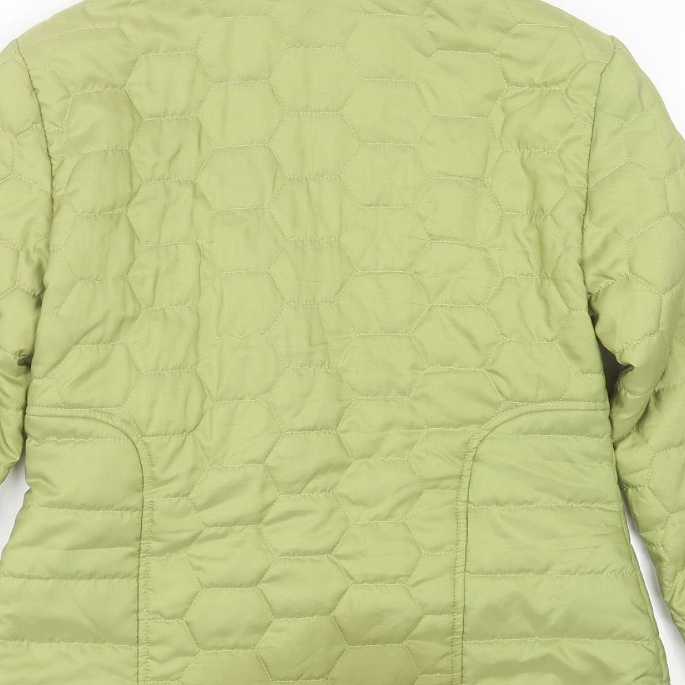 the four seasons london Womens Green Geometric  Quilted Jacket Size XS  Zip