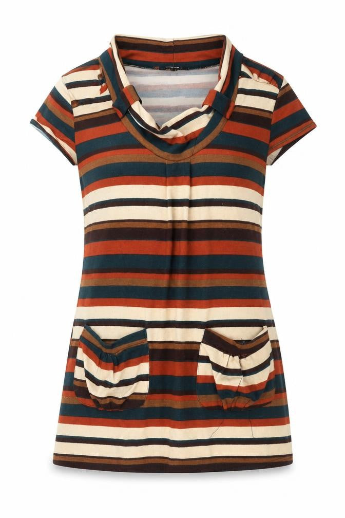 IZABEL Womens Multicoloured Round Neck Striped Polyester Pullover Jumper Size S