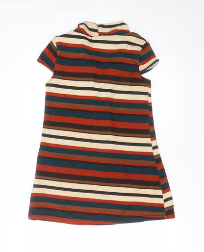 IZABEL Womens Multicoloured Round Neck Striped Polyester Pullover Jumper Size S