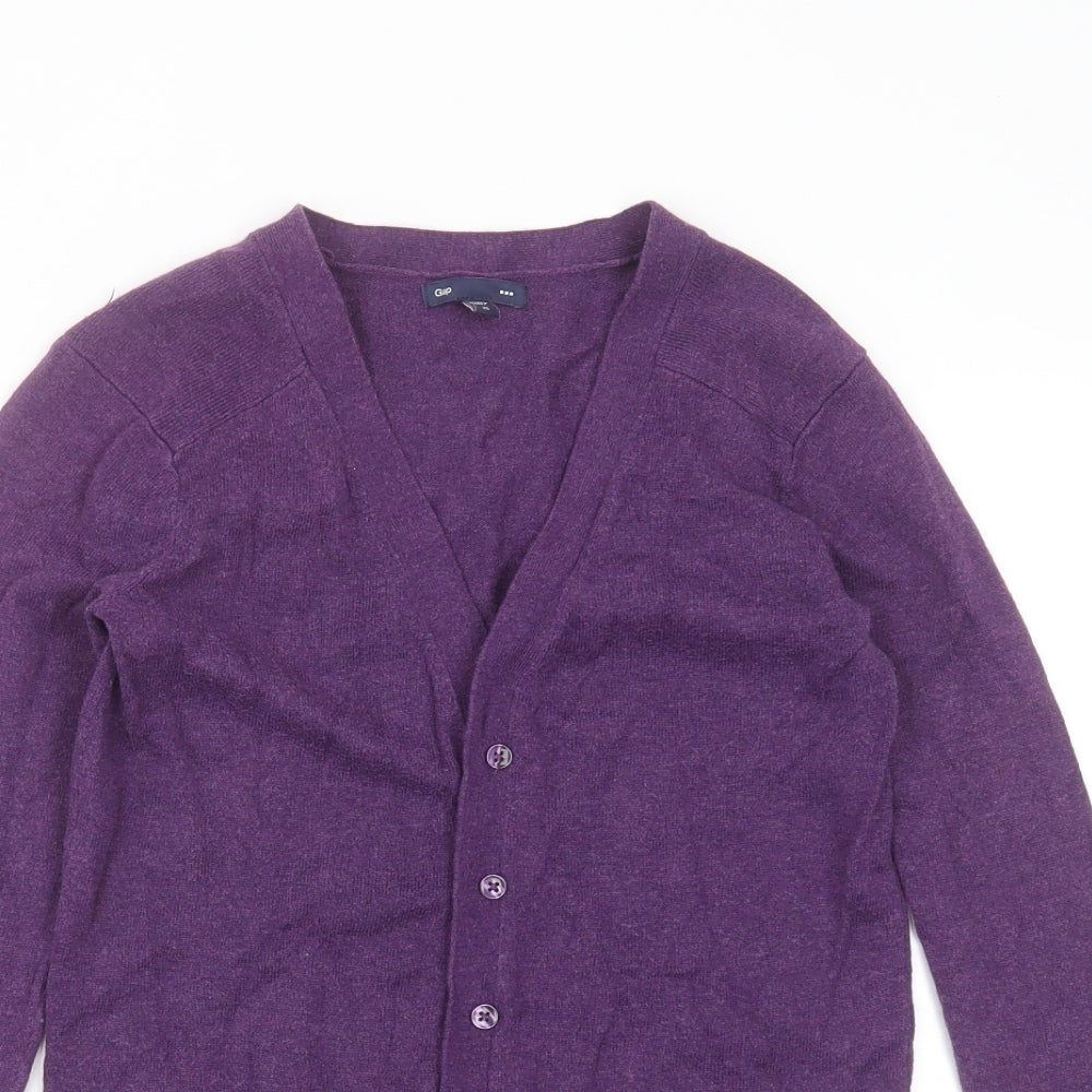 Gap Womens Purple V-Neck  Cotton Cardigan Jumper Size XS