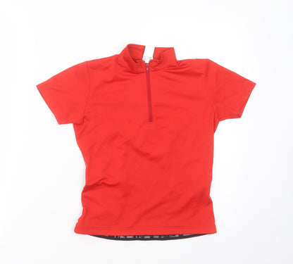 Additional front view of oxylane boys’ red polyester basic t-shirt, size 8, years round neck - active wear