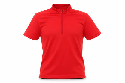 Front view of oxylane boys’ red polyester basic t-shirt, size 8, years round neck - active wear