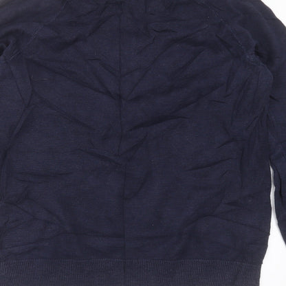 H&M Mens Blue Round Neck  Cotton Pullover Jumper Size M