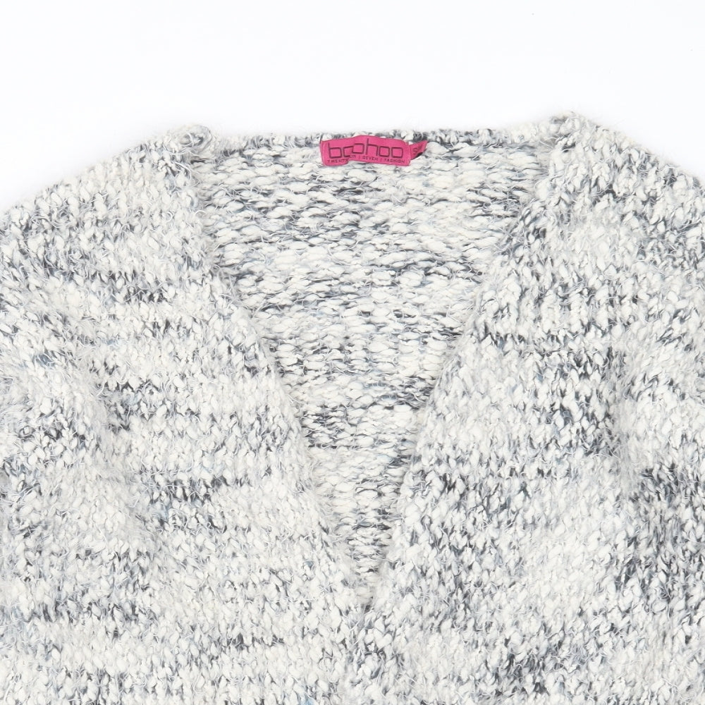 Boohoo Womens Ivory V-Neck  Polyester Cardigan Jumper Size S