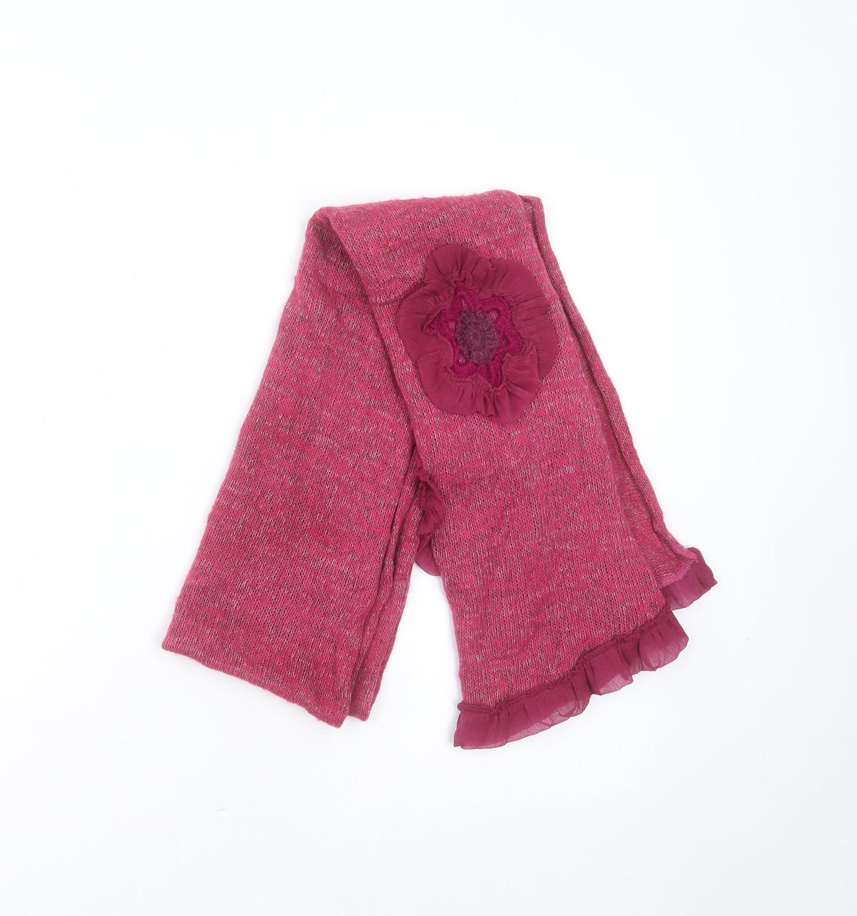 Front view of Preworn women’s pink floral polyester scarf