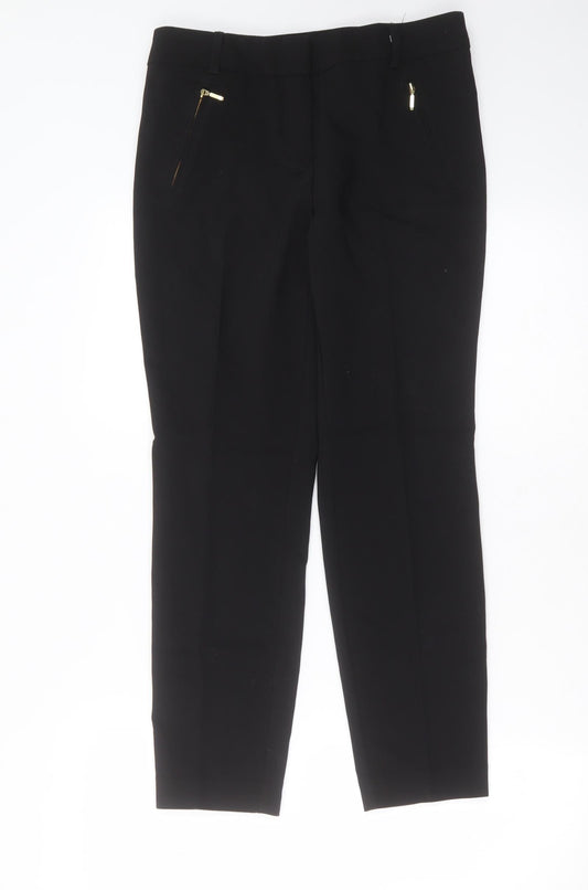 Papaya Womens Black  Cotton Trousers  Size 8 L25 in Slim