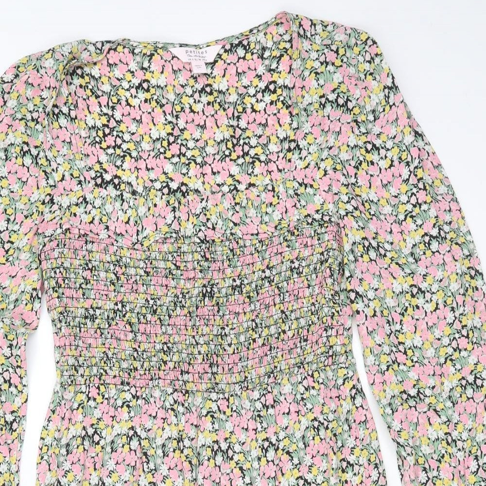 Miss Selfridge Womens Multicoloured Floral Viscose Fit & Flare  Size 6  Square Neck