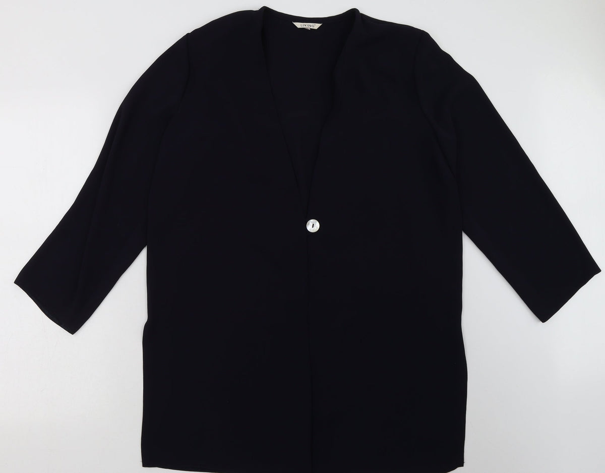 Additional front view of Living women’s blue jacket blazer, size UK 12, button