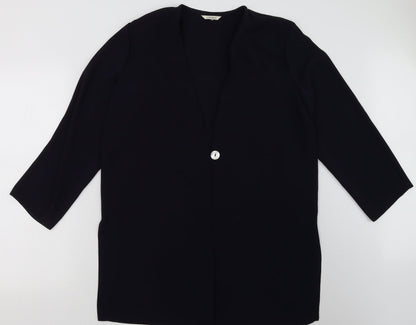 Additional front view of Living women’s blue jacket blazer, size UK 12, button
