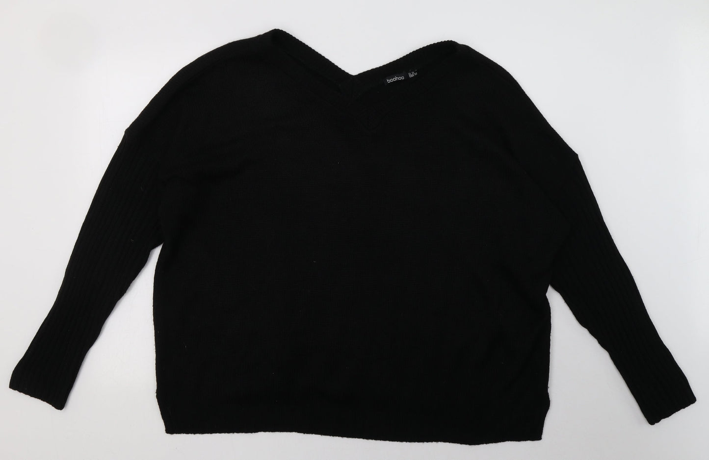 Boohoo Womens Black  Acrylic Pullover Sweatshirt Size 16  Pullover