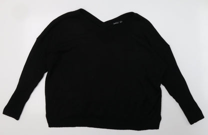 Boohoo Womens Black  Acrylic Pullover Sweatshirt Size 16  Pullover